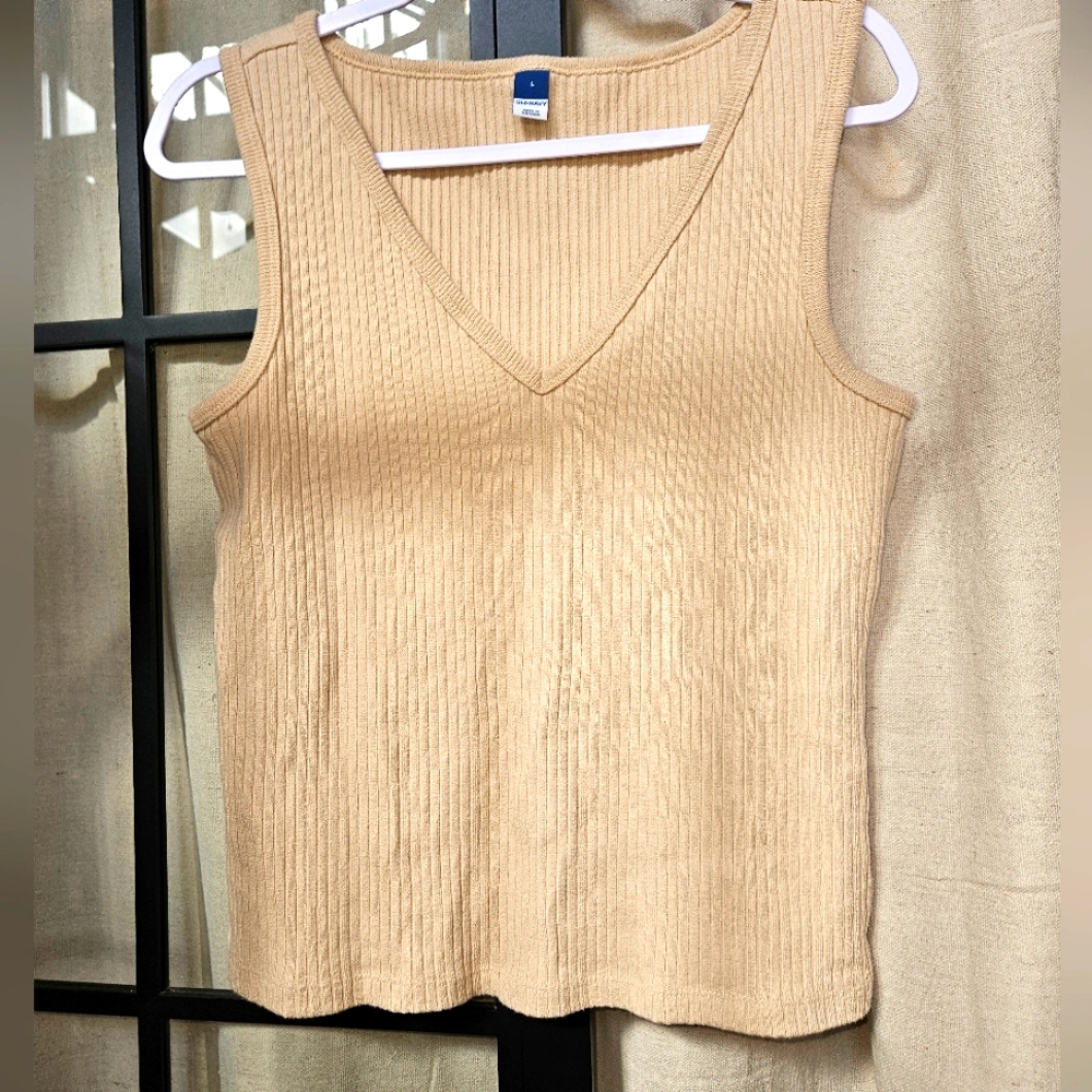 Old Navy Tan Ribbed Knit Tank Top size Large